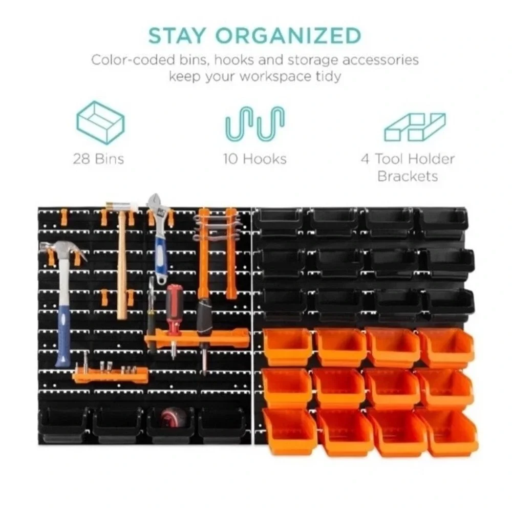 Wall Mounted Storage Bins Parts Rack 30 Bin Organizer Garage Plastic Shop‎ Tool